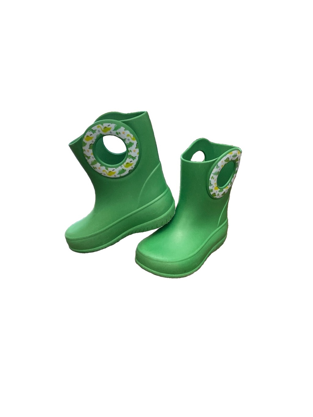 Okabashi Toddler Green Dinosaur Rain Boots | Waterproof Eco-friendly Kids Boots